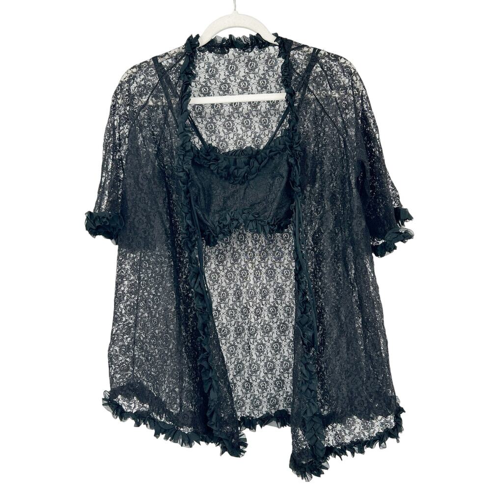 GMC Womens‎ Vintage Lingerie Whimsigoth Lace Ruffle Bralette & Kimono Set Size M
